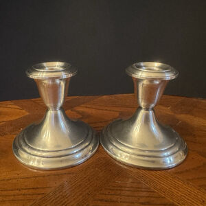 Set Of 2 Vtg GORHAM Weighted Silver Plated Candle Holders YC-3003 Polished